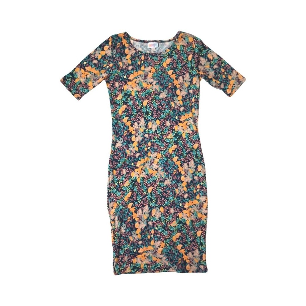 Lularoe Women Sz XXS Knit Stretchy Floral Sheath Paisley Dress